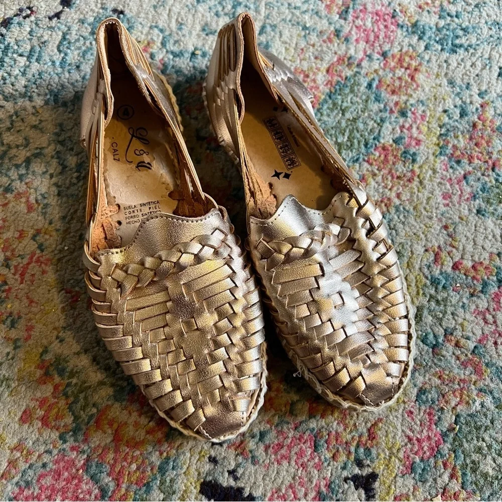 Women's Woven Leather Loafers handmade size 7